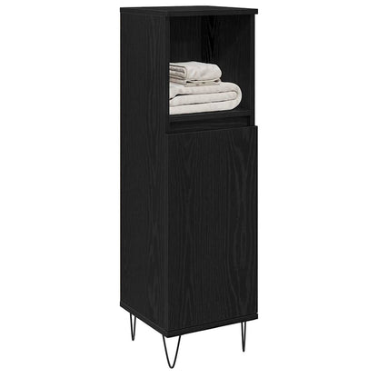 vidaXL Badezimmerschrank mit Tür Schwarz Eichen-Optik 30 x 30 x 100 cm