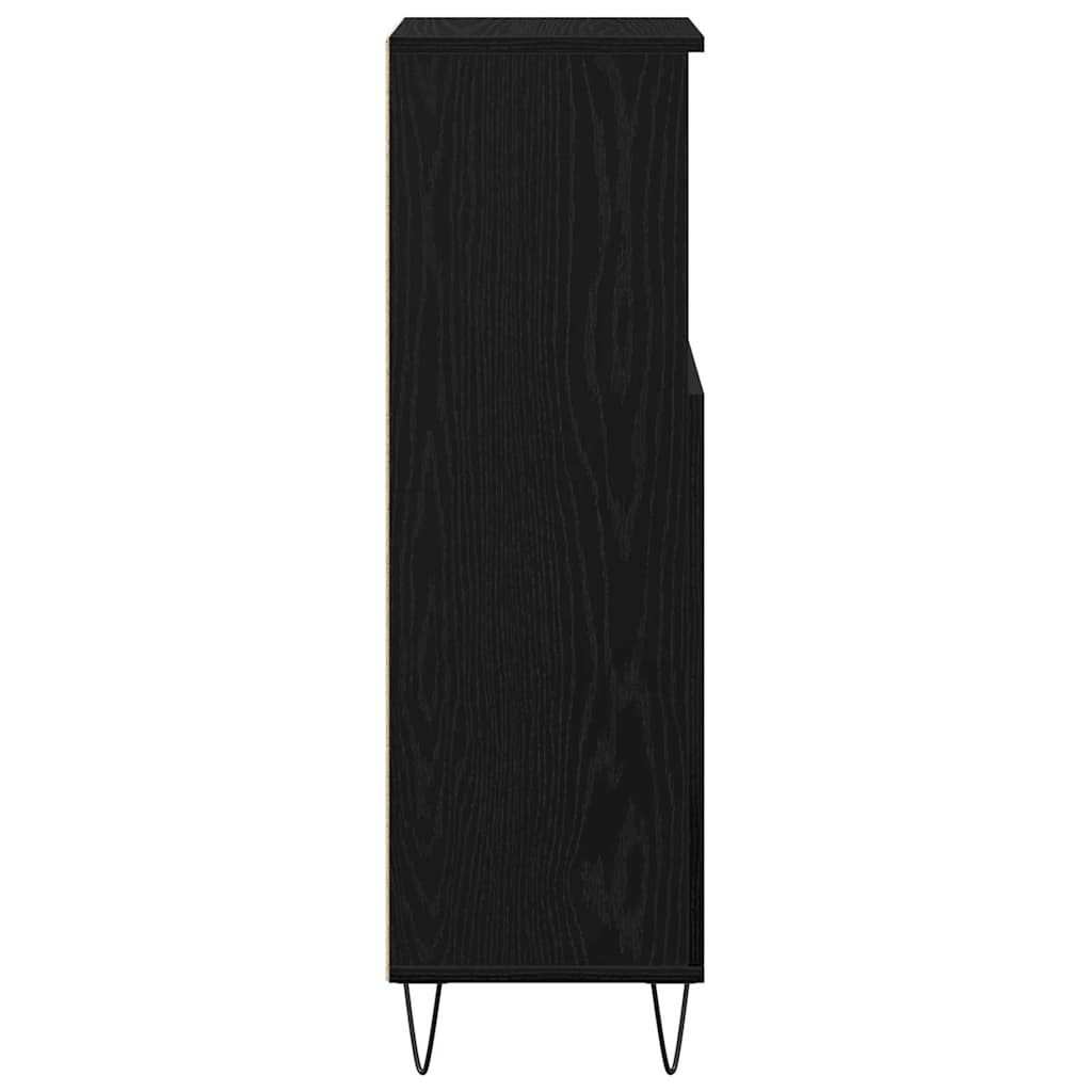vidaXL Badezimmerschrank mit Tür Schwarz Eichen-Optik 30 x 30 x 100 cm