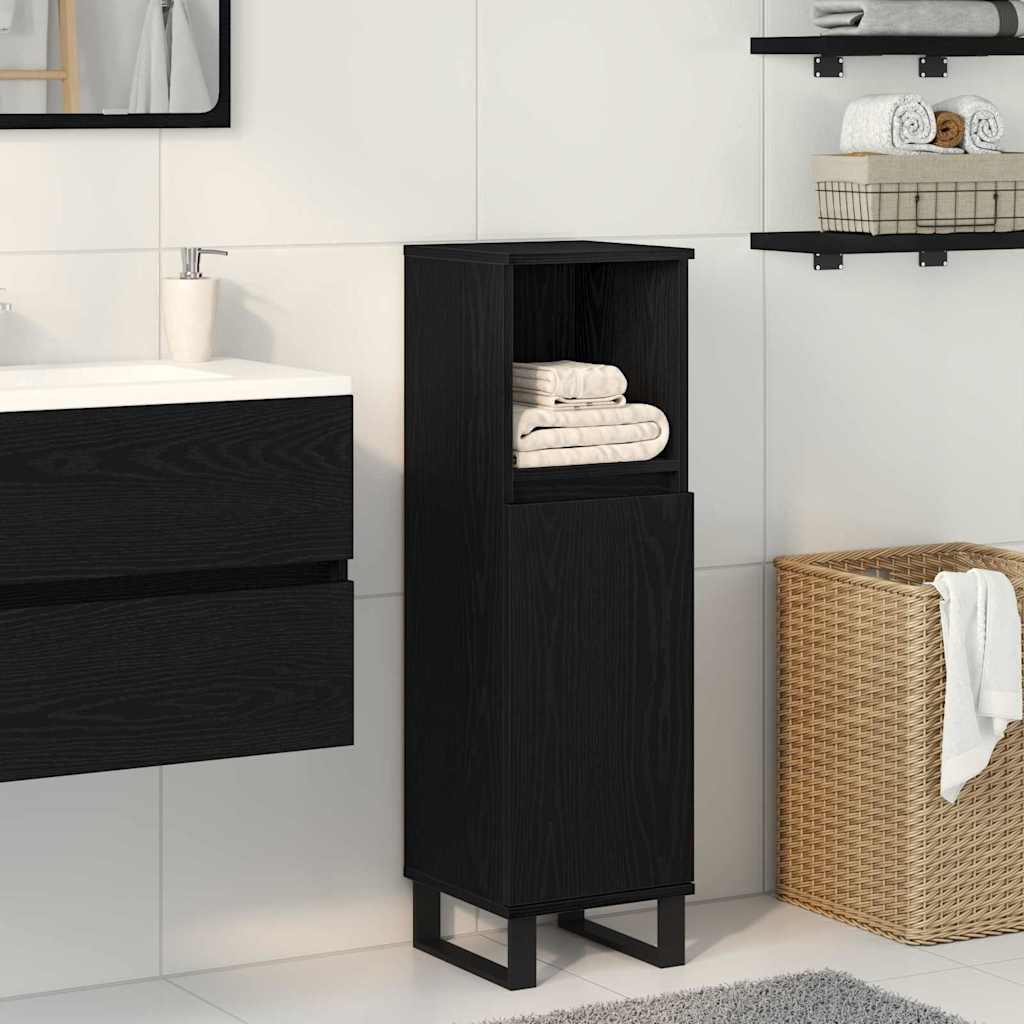 vidaXL Badezimmerschrank mit Tür Schwarz Eichen-Optik 30 x 30 x 100 cm