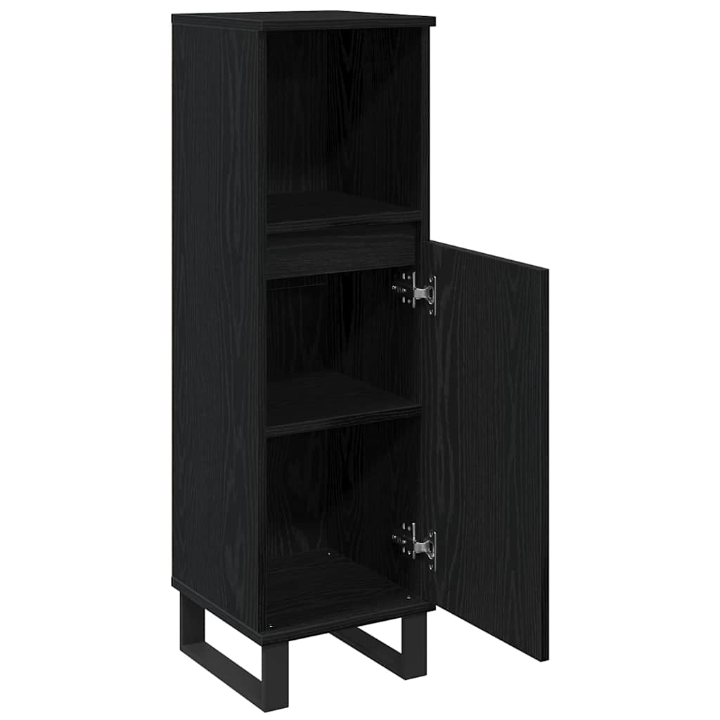 vidaXL Badezimmerschrank mit Tür Schwarz Eichen-Optik 30 x 30 x 100 cm