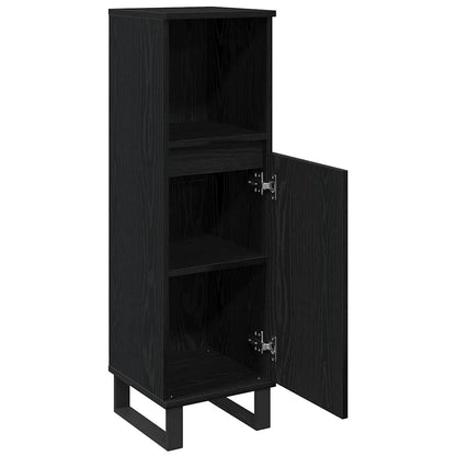 vidaXL Badezimmerschrank mit Tür Schwarz Eichen-Optik 30 x 30 x 100 cm