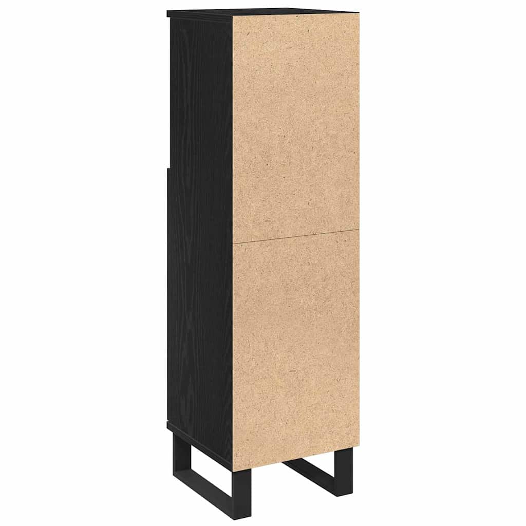 vidaXL Badezimmerschrank mit Tür Schwarz Eichen-Optik 30 x 30 x 100 cm