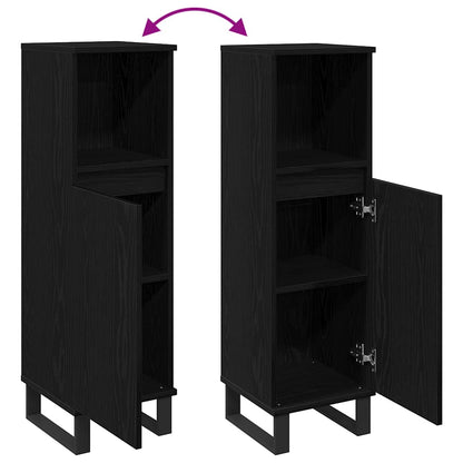 vidaXL Badezimmerschrank mit Tür Schwarz Eichen-Optik 30 x 30 x 100 cm