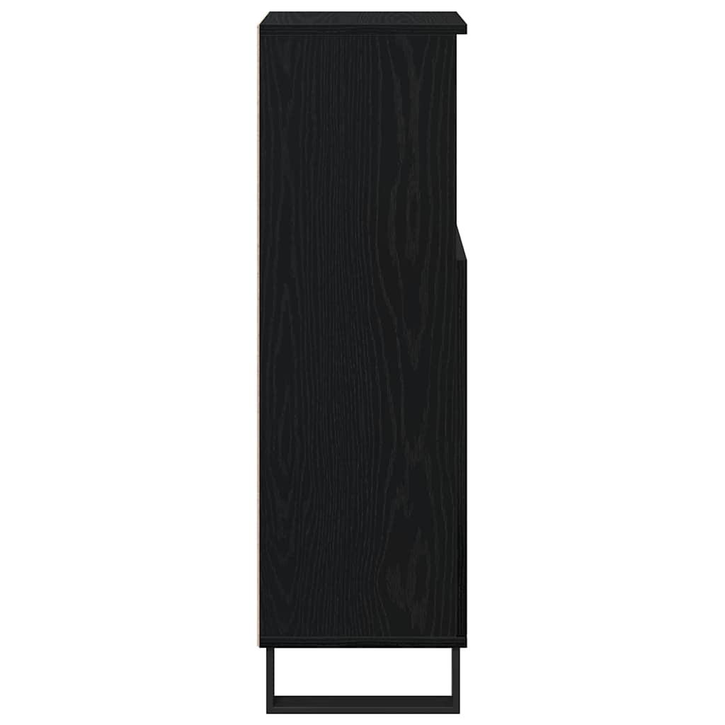 vidaXL Badezimmerschrank mit Tür Schwarz Eichen-Optik 30 x 30 x 100 cm