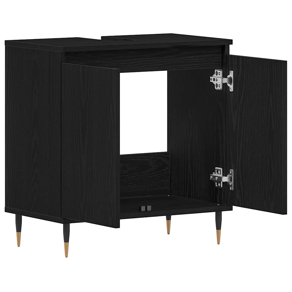 vidaXL Waschbeckenschrank mit Tür Schwarz Eichen-Optik 58 x 33 x 60 cm