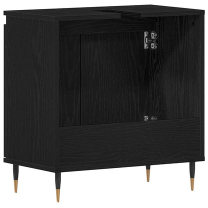 vidaXL Waschbeckenschrank mit Tür Schwarz Eichen-Optik 58 x 33 x 60 cm