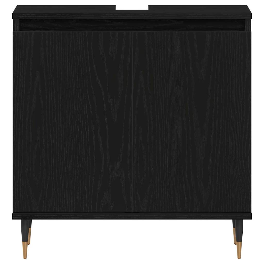 vidaXL Waschbeckenschrank mit Tür Schwarz Eichen-Optik 58 x 33 x 60 cm