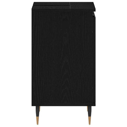 vidaXL Waschbeckenschrank mit Tür Schwarz Eichen-Optik 58 x 33 x 60 cm