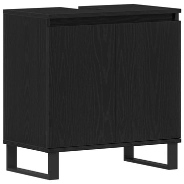 vidaXL Waschbeckenschrank mit Tür Schwarz Eichen-Optik 58 x 33 x 60 cm
