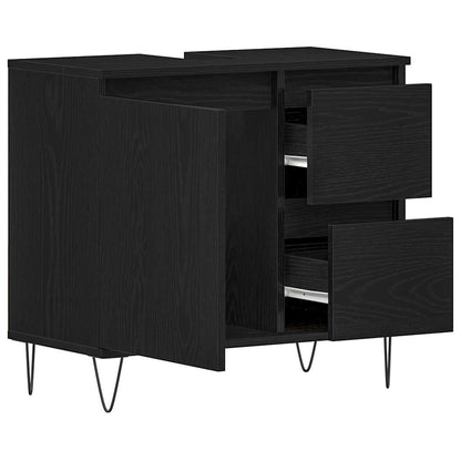 Waschbeckenschrank mit Tür Schwarz Eichen-Optik 65 x 33 x 60 cm