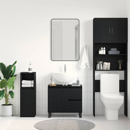 vidaXL Waschbeckenschrank mit Tür Schwarz Eichen-Optik 65 x 33 x 60 cm