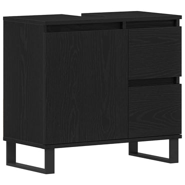 vidaXL Waschbeckenschrank mit Tür Schwarz Eichen-Optik 65 x 33 x 60 cm