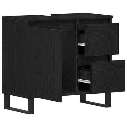 vidaXL Waschbeckenschrank mit Tür Schwarz Eichen-Optik 65 x 33 x 60 cm