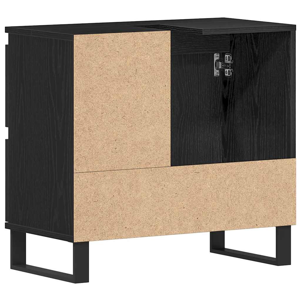 vidaXL Waschbeckenschrank mit Tür Schwarz Eichen-Optik 65 x 33 x 60 cm