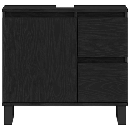 vidaXL Waschbeckenschrank mit Tür Schwarz Eichen-Optik 65 x 33 x 60 cm