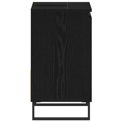 vidaXL Waschbeckenschrank mit Tür Schwarz Eichen-Optik 65 x 33 x 60 cm