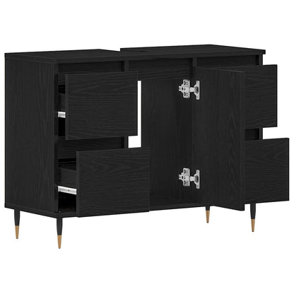 vidaXL Waschbeckenschrank mit Tür Schwarz Eichen-Optik 80 x 33 x 60 cm