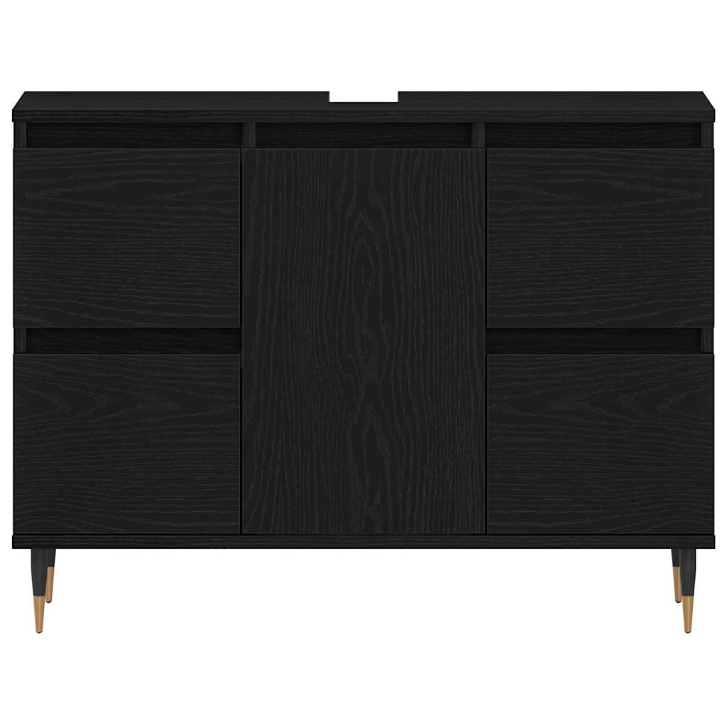 vidaXL Waschbeckenschrank mit Tür Schwarz Eichen-Optik 80 x 33 x 60 cm