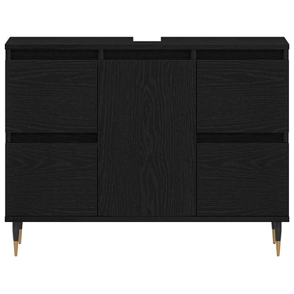 vidaXL Waschbeckenschrank mit Tür Schwarz Eichen-Optik 80 x 33 x 60 cm