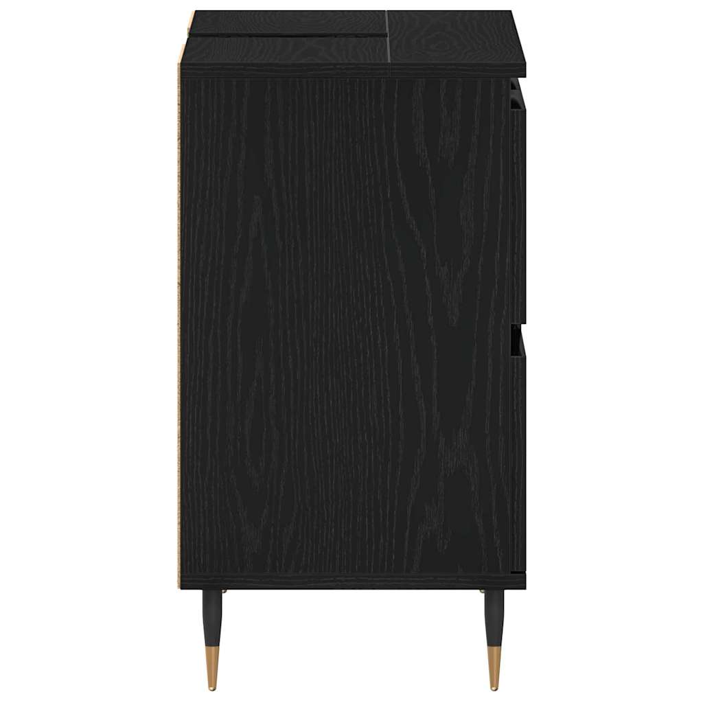vidaXL Waschbeckenschrank mit Tür Schwarz Eichen-Optik 80 x 33 x 60 cm