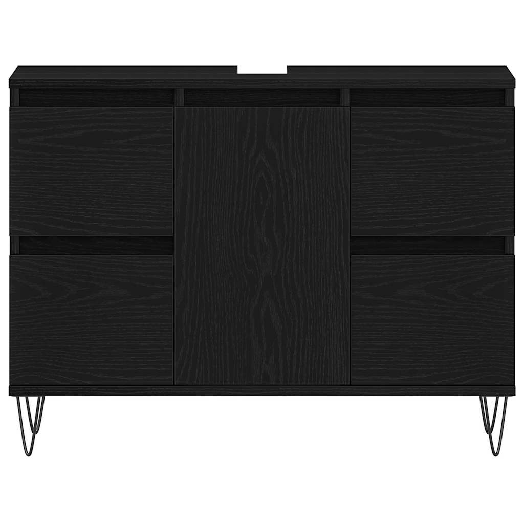 vidaXL Waschbeckenschrank mit Tür Schwarz Eichen-Optik 80 x 33 x 60 cm