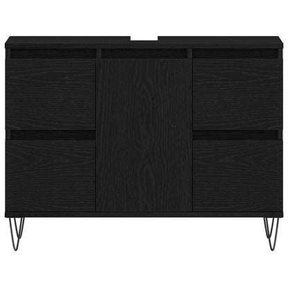 vidaXL Waschbeckenschrank mit Tür Schwarz Eichen-Optik 80 x 33 x 60 cm