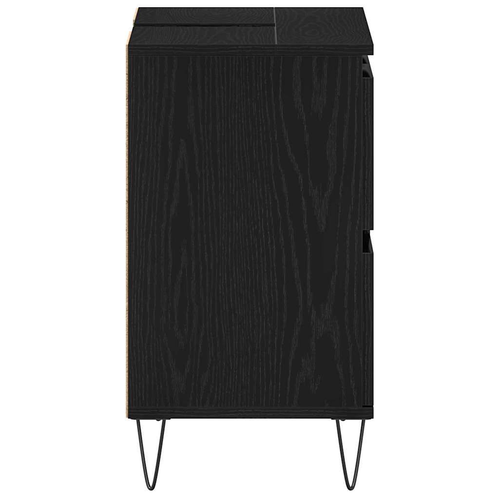 vidaXL Waschbeckenschrank mit Tür Schwarz Eichen-Optik 80 x 33 x 60 cm