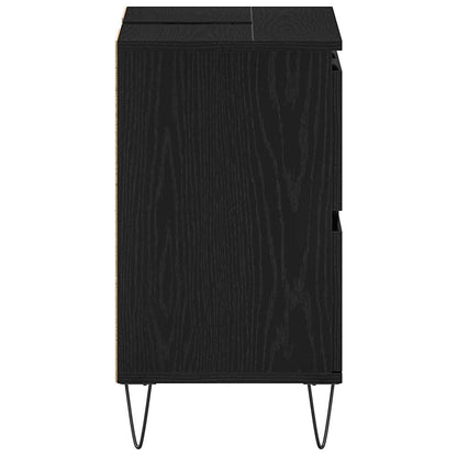 vidaXL Waschbeckenschrank mit Tür Schwarz Eichen-Optik 80 x 33 x 60 cm