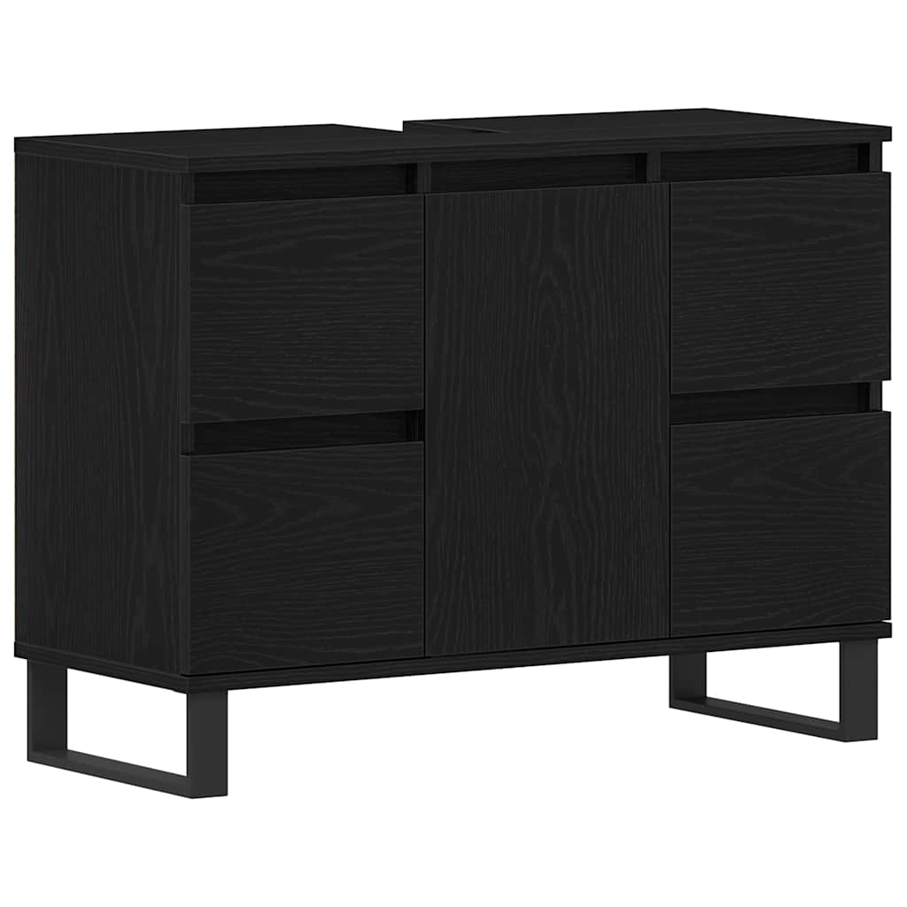 vidaXL Badezimmerschrank mit Tür Schwarz Eichen-Optik 80 x 33 x 60 cm