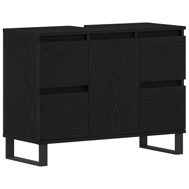 vidaXL Badezimmerschrank mit Tür Schwarz Eichen-Optik 80 x 33 x 60 cm