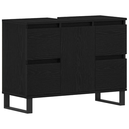 vidaXL Badezimmerschrank mit Tür Schwarz Eichen-Optik 80 x 33 x 60 cm