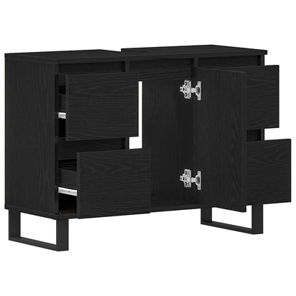 vidaXL Badezimmerschrank mit Tür Schwarz Eichen-Optik 80 x 33 x 60 cm