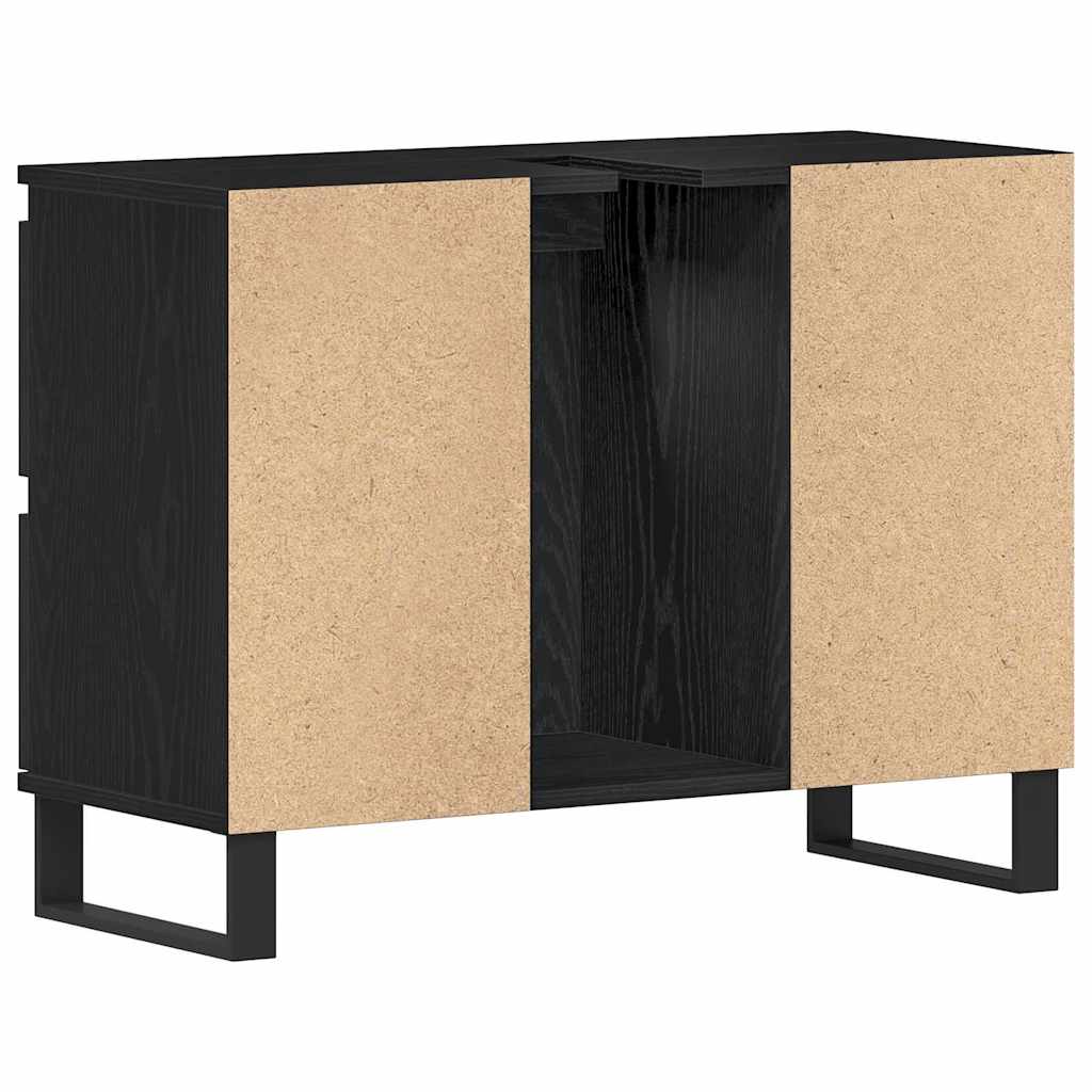 vidaXL Badezimmerschrank mit Tür Schwarz Eichen-Optik 80 x 33 x 60 cm