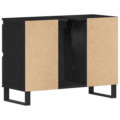 vidaXL Badezimmerschrank mit Tür Schwarz Eichen-Optik 80 x 33 x 60 cm