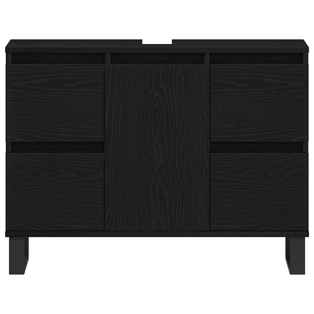 vidaXL Badezimmerschrank mit Tür Schwarz Eichen-Optik 80 x 33 x 60 cm