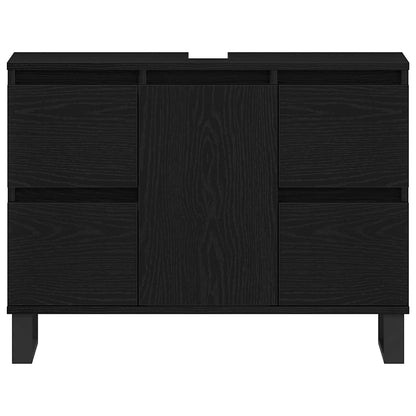 vidaXL Badezimmerschrank mit Tür Schwarz Eichen-Optik 80 x 33 x 60 cm