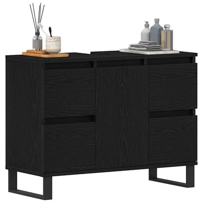 vidaXL Badezimmerschrank mit Tür Schwarz Eichen-Optik 80 x 33 x 60 cm
