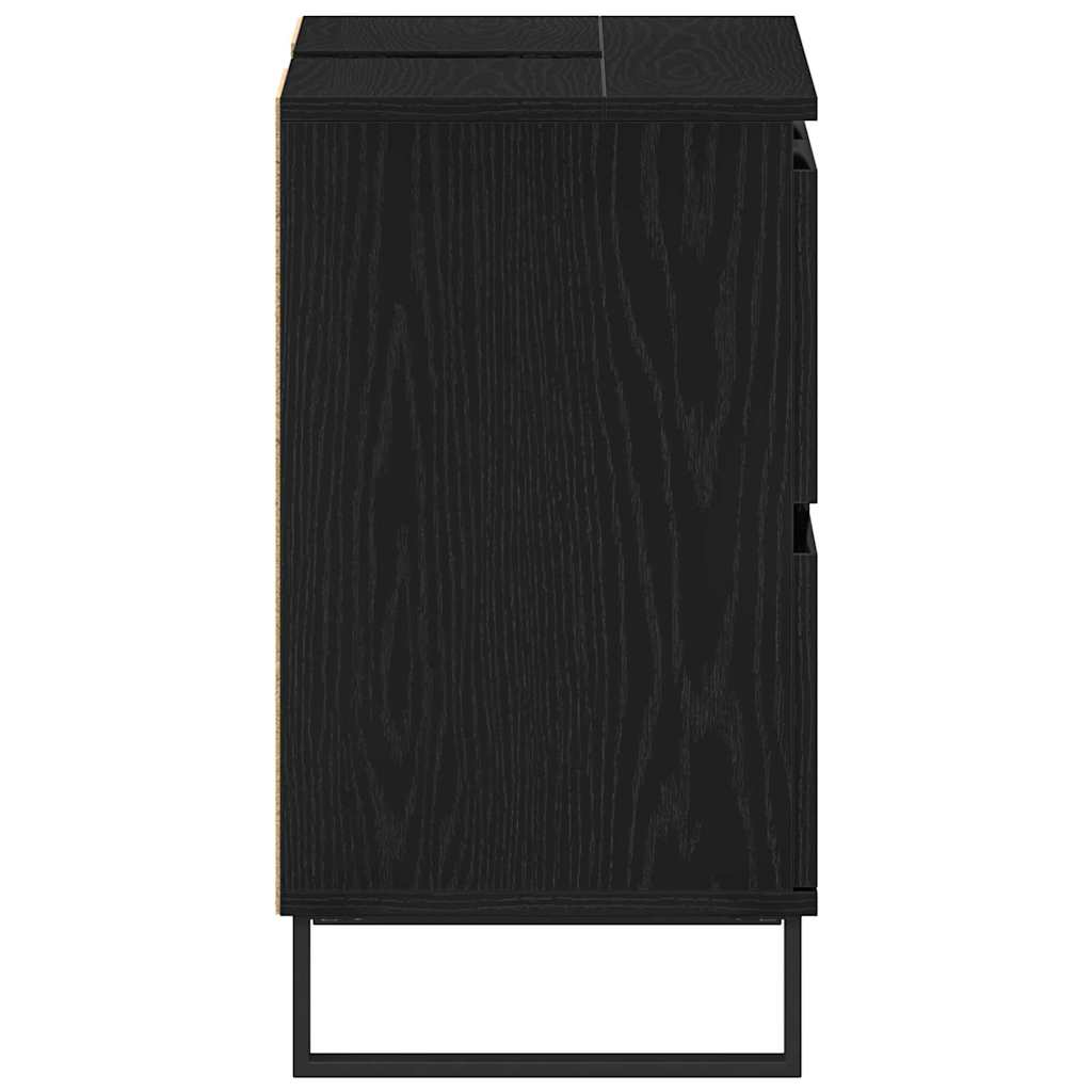 vidaXL Badezimmerschrank mit Tür Schwarz Eichen-Optik 80 x 33 x 60 cm