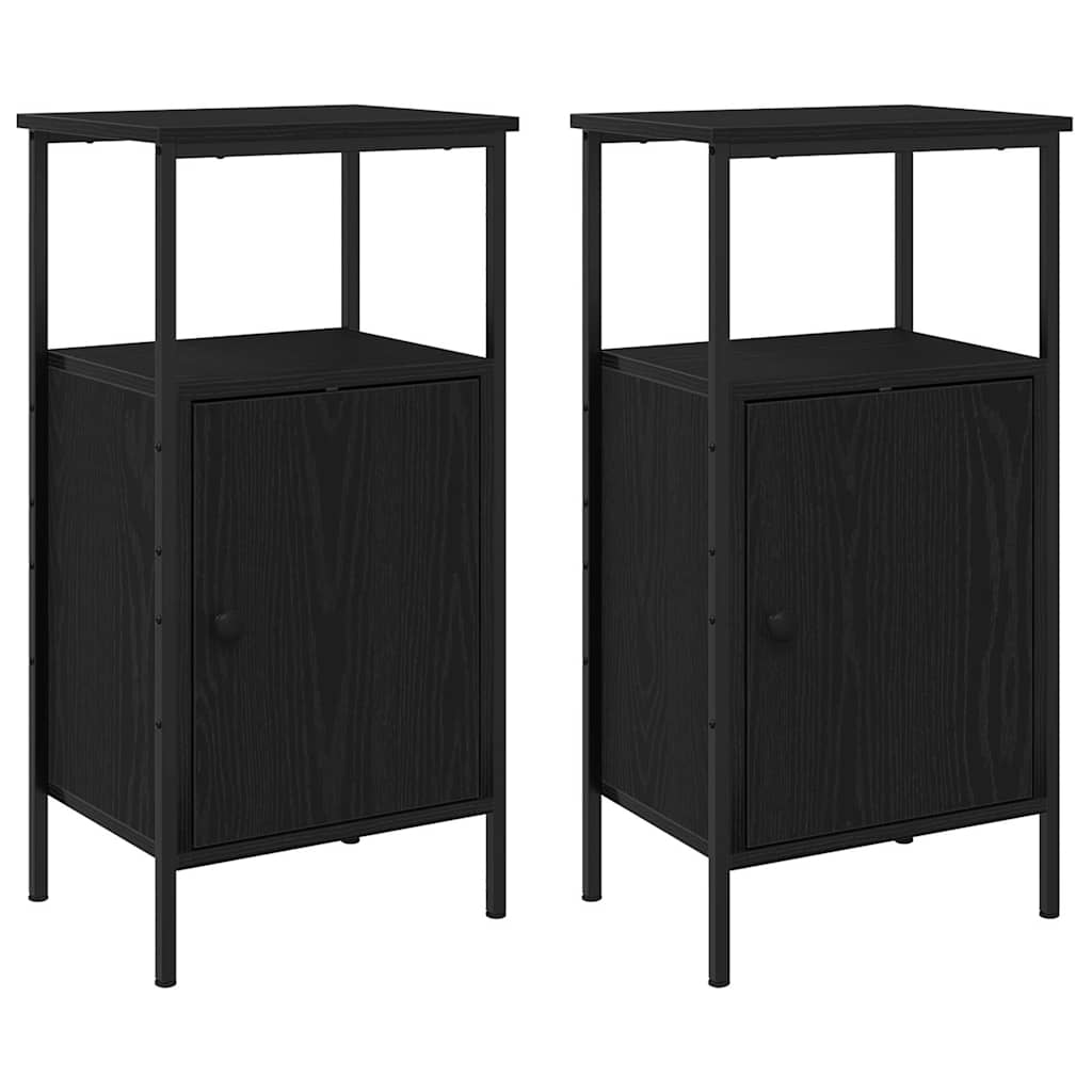 vidaXL Nachttisch 2 pcs Schwarz Eichen-Optik 41 x 31 x 80 cm