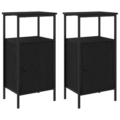 vidaXL Nachttisch 2 pcs Schwarz Eichen-Optik 41 x 31 x 80 cm