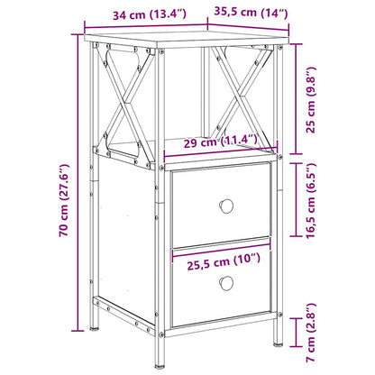 vidaXL Nachttisch Schwarz Eichen-Optik 34 x 35,5 x 70 cm Holzwerkstoff