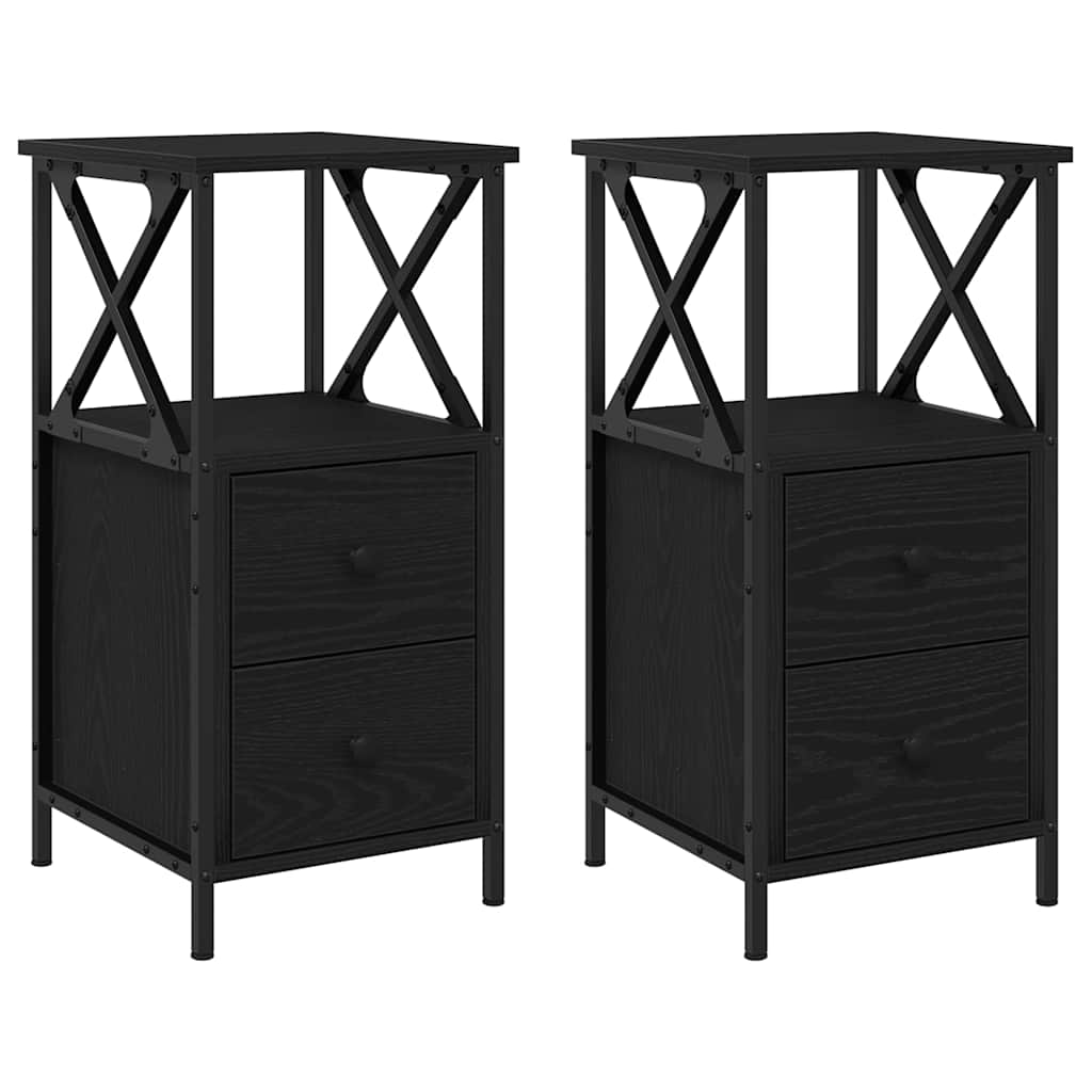 vidaXL Nachttisch 2 pcs Schwarz Eichen-Optik 34 x 35,5 x 70 cm