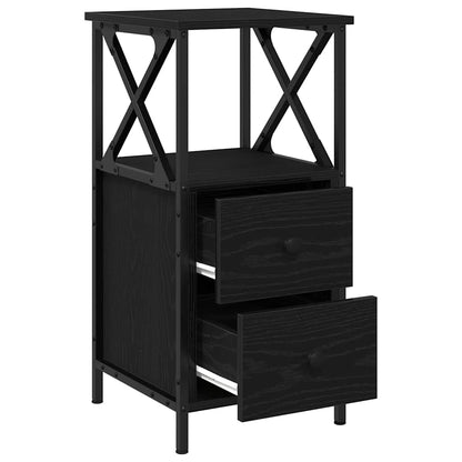 vidaXL Nachttisch 2 pcs Schwarz Eichen-Optik 34 x 35,5 x 70 cm