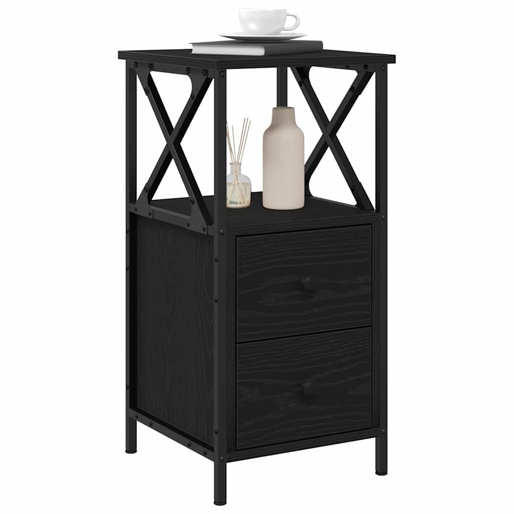 vidaXL Nachttisch 2 pcs Schwarz Eichen-Optik 34 x 35,5 x 70 cm