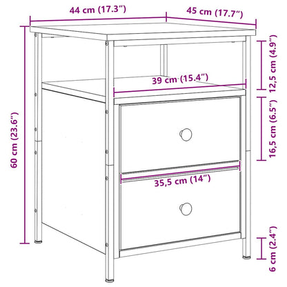 vidaXL Nachttisch 2 pcs Schwarz Eichen-Optik 34 x 35,5 x 50 cm