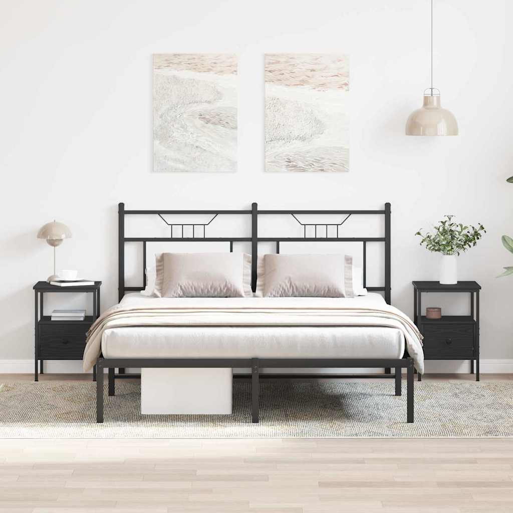 Nachttisch 2 pcs Schwarz Eichen-Optik 34 x 36 x 50 cm