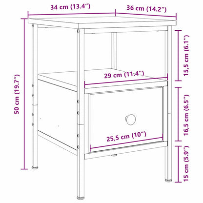 Nachttisch 2 pcs Schwarz Eichen-Optik 34 x 36 x 50 cm