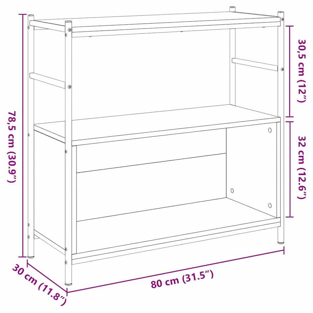 vidaXL Regal Räuchereiche 80 x 30 x 78.5 cm Holzwerkstoff