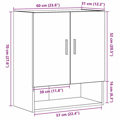 Wandmontierter Schrank Schwarz Eichen-Optik 60 x 31 x 70 cm