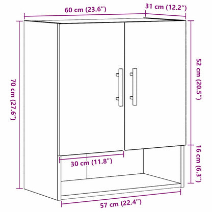 vidaXL Wandmontierter Schrank Schwarz Eichen-Optik 60 x 31 x 70 cm